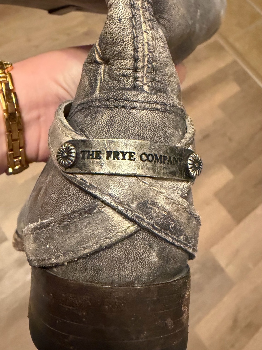 Frye Campus Riding Boots Distressed Gray Leather Women’s Size 6 B